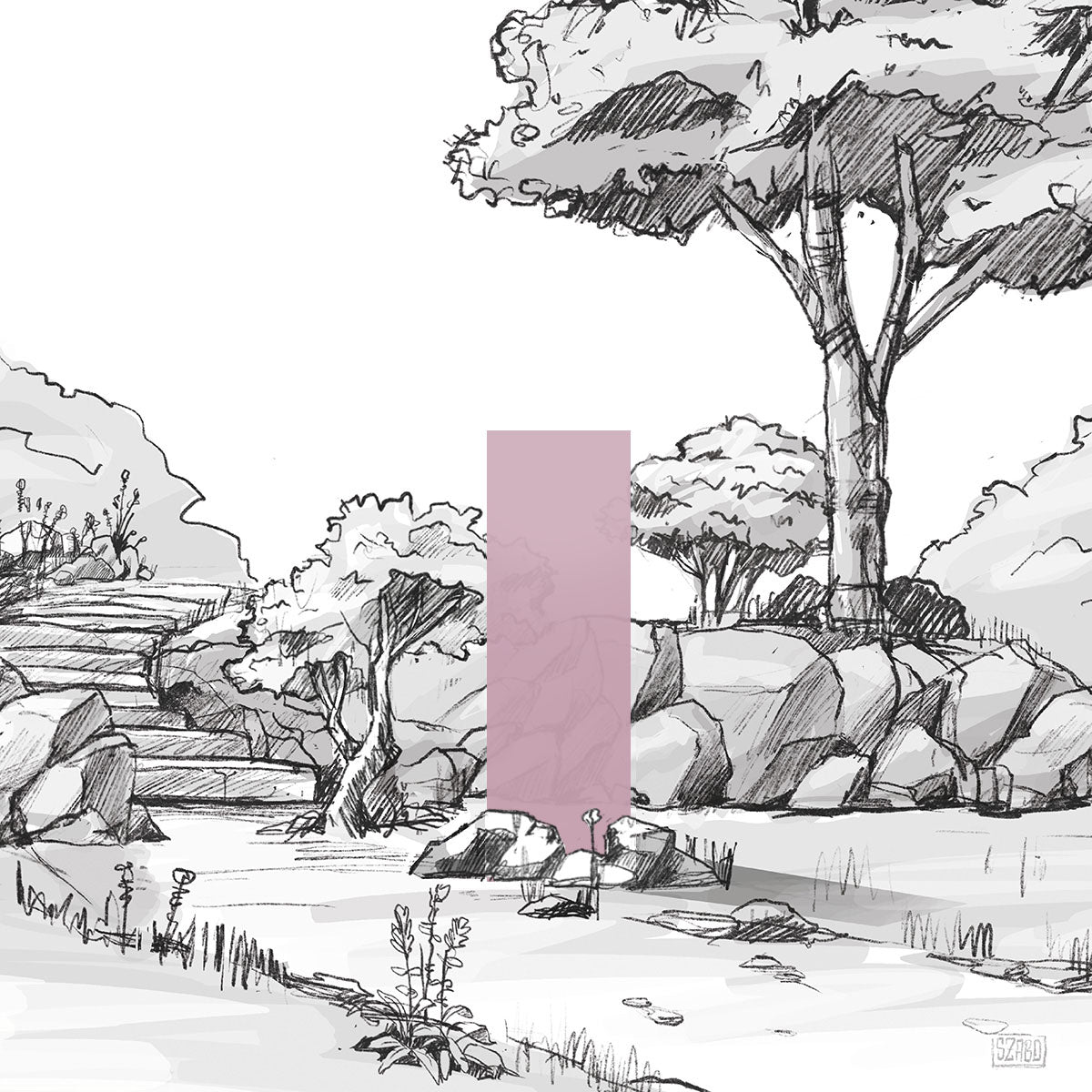 Illustrative Darstellug des KNUMOX Glasdesign Elementes "Allium" in der Breite 60 cm und der Durchlässigkeit transluzent.